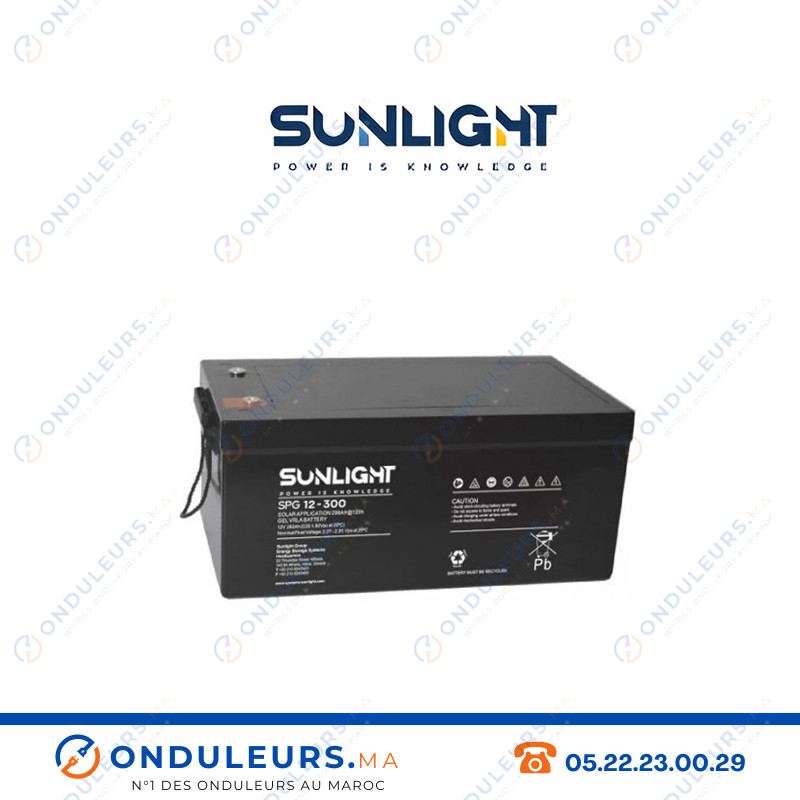 Batterie solaire SUNLIGHT 12V 300AH SPG GEL Casablanca Maroc