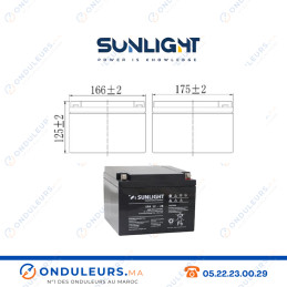 Batterie SUNLIGHT 12V 28AH 135W SPHR VRLA AGM Casablanca Maroc